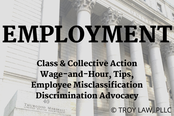EMPLOYMENT Class & Collective Action Wage-and-Hour, Tips, Employee Misclassification, Discrimination Advocacy